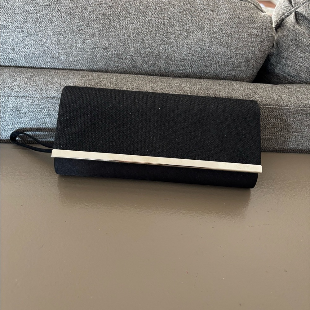 Elegant Black Clutch with Silver Accent